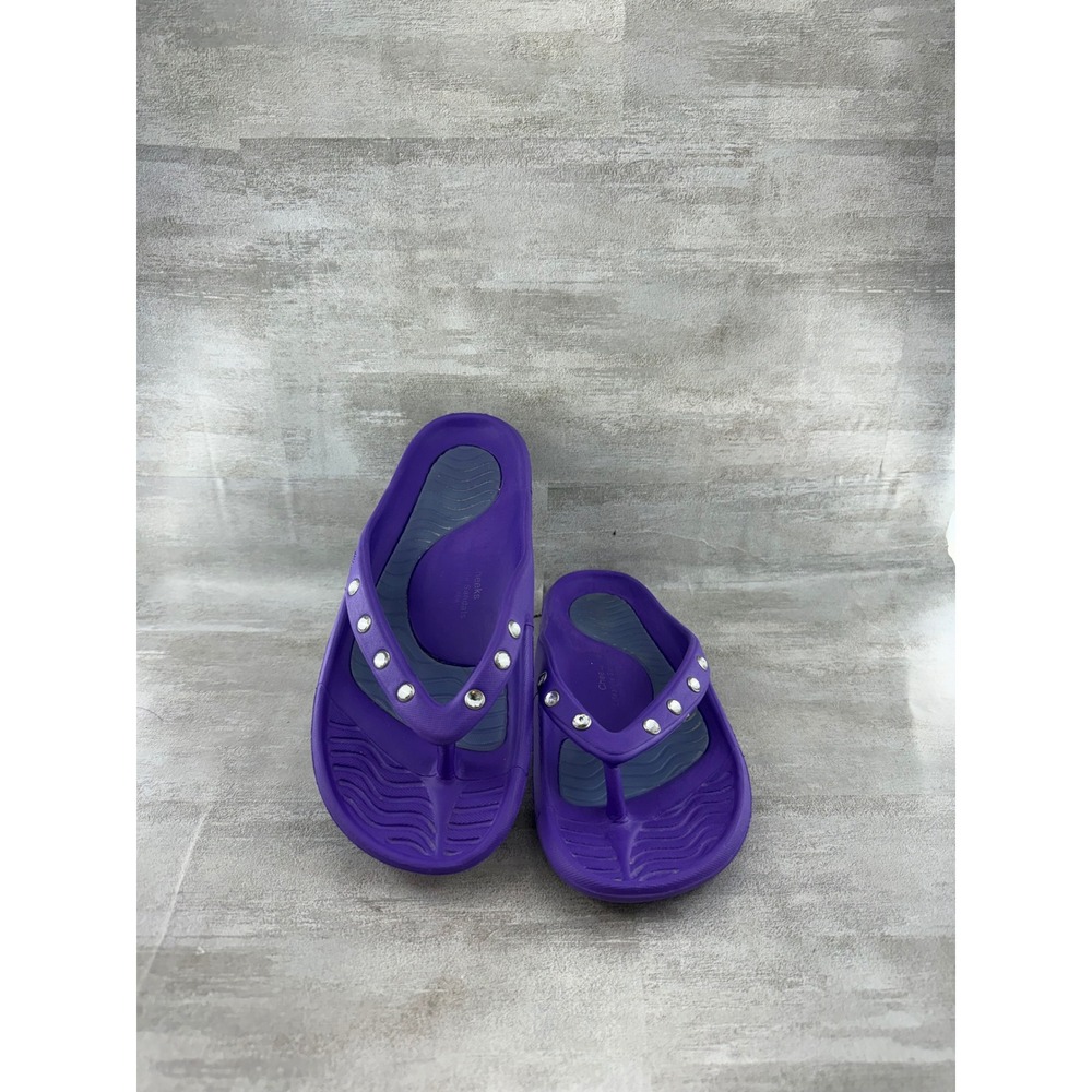 Cheeks by Tony Little Purple Rhinestone Flip Flop Sandals Women Size 7